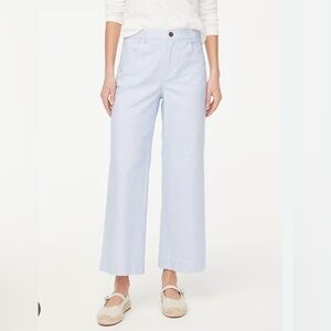 J.Crew Striped high-rise wide-leg cropped pant in Striped white/blue size 30,NWT